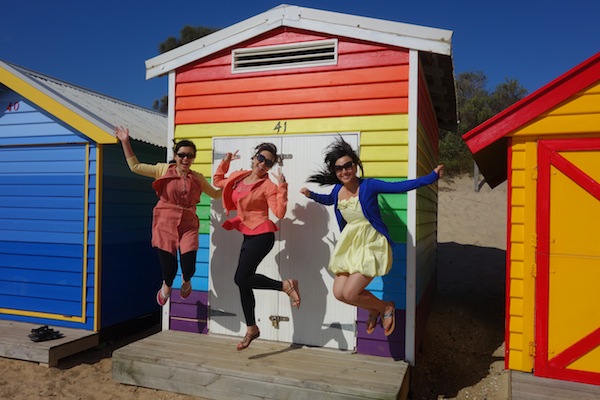 The Purnama sisters at one of the most iconic Melbourne places: Brighton Beach.